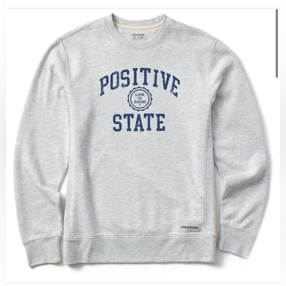 NWOT Life Is Good Men's Light Gray Crewneck Sweater